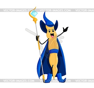 Cartoon halloween bean vegetable mage character - vector image