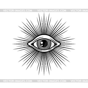 Occult eye tattoo, mystic occultism sign - vector clip art