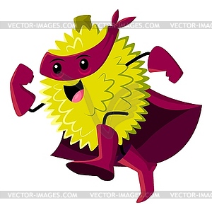 Cartoon durian or jackfruit superhero and defender - vector image