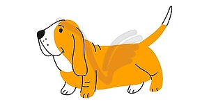Мультяшный щенок-животное, симпатичная собака такса каракули - рисунок в векторе
