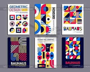 Geometric shapes patterns, abstract bauhaus poster - royalty-free vector image