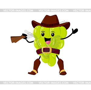 Cartoon grapes cowboy robber, bandit and ranger - vector clipart