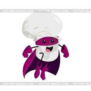 Cartoon cute champignon mushroom hero character - vector clipart