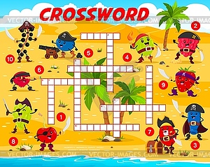 Crossword quiz game with berry pirates characters - vector clipart