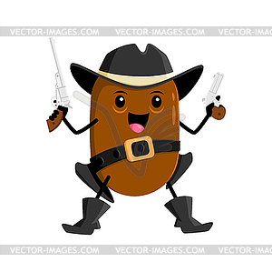 Cartoon kiwi fruit cowboy, sheriff, ranger, bandit - vector clipart