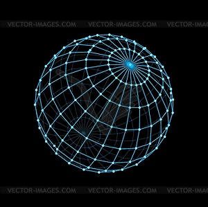 3d wireframe sphere and futuristic ball shape - vector image