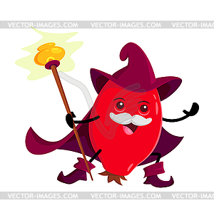 Cartoon rosehip berry wizard or magician character - royalty-free vector clipart