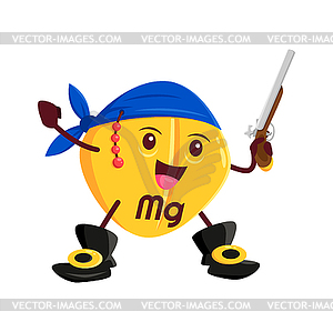 Cartoon vitamin, Mg micronutrient pirate character - vector clip art