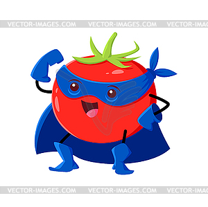 Cartoon tomato vegetable super hero character - vector clip art