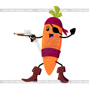 Cartoon carrot pirate, corsair vegetable - vector image