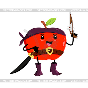 Мультяшный фруктовый персонаж apple pirate и corsair - векторный клипарт EPS