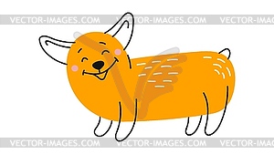 Собака Сиба-ину с нарисованной мордочкой, мультяшный щенок - клипарт в векторном формате