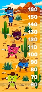 Kids height chart ruler, cartoon western berries - vector clip art