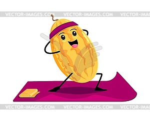Cartoon melon fruit character yoga fitness sport - vector clipart / vector image
