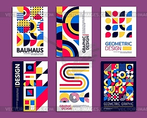 Абстрактные плакаты баухауза. Геометрические фоны - векторная графика