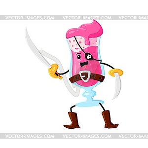Cartoon fast food smoothie pirate cute character - vector clipart