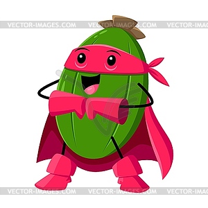Cartoon feijoa fruit superhero character - vector clipart