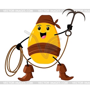 Cartoon mango fruit pirate with grappling hook - vector clipart