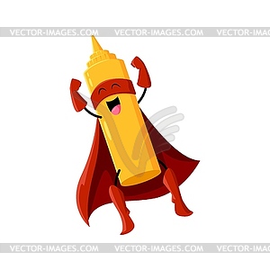 Cartoon fast food cute mustard superhero character - vector clipart / vector image