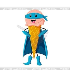 Мультяшный персонаж-супергерой мороженого быстрого приготовления - векторный графический клипарт
