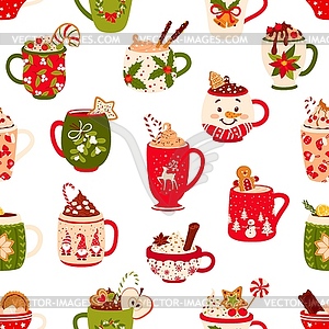 Christmas chocolate and eggnog seamless pattern - vector clipart