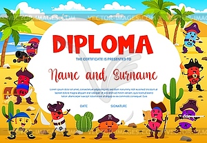 Kids diploma, vitamins and micronutrients pirates - vector image