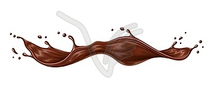 Realistic liquid chocolate long wave splash 3d - vector clipart / vector image