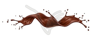 Realistic liquid brown chocolate wave splash treat - vector clipart / vector image