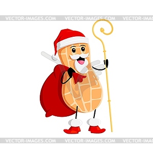 Cartoon Christmas peanut nut Santa Claus character - vector clipart