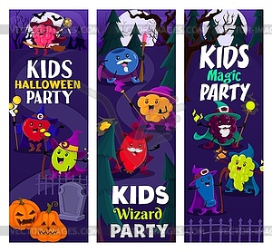 Вечеринка на Хэллоуин, мультяшные ягодные волшебники и магички - клипарт в векторе / векторное изображение