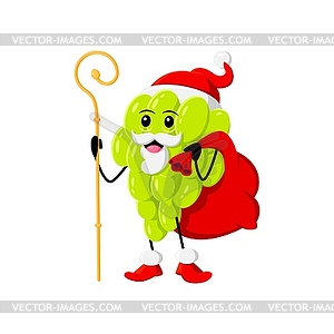 Cartoon Christmas holiday grape berry Santa Claus - vector image