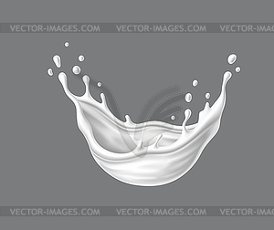 Жидкий белый йогурт и молочный крем wave splash - иллюстрация в векторном формате