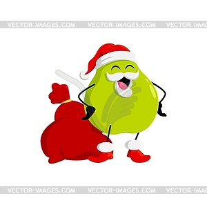 Мультяшный рождественский спелый сырой зеленый фрукт груши Санта - векторизованный клипарт