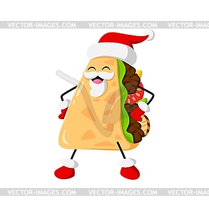 Cartoon Christmas quesadilla Santa character - vector clipart / vector image