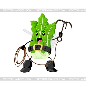 Cartoon chinese cabbage pirate corsair vegetable - vector clipart