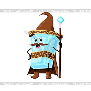 Cartoon Halloween pulque bottle wizard and mage - vector image