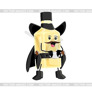 Cartoon tequila bottle cowboy and sheriff, bandit - vector image