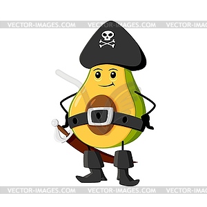 Cartoon avocado pirate and corsair tex mex food - vector clip art