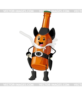 Мультяшный ковбой из бутылки мескаля, мексиканский персонаж - клипарт в векторном формате