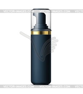 Realistic black cosmetics bottle, tube, container - vector image