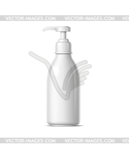 Realistic cosmetics bottle with pump dispenser - white & black vector clipart