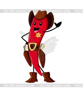 Cartoon red hot chili pepper sheriff character - vector clip art