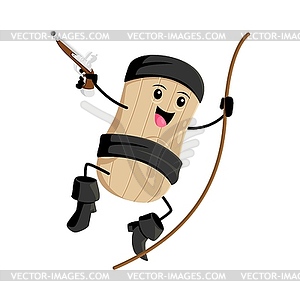 Cartoon tamale pirate corsair tex mex rides rope - vector clipart