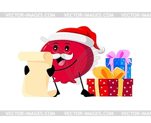 Cartoon Christmas holiday cranberry berry santa - vector clipart