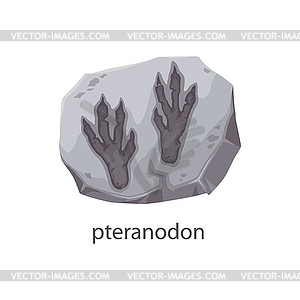 Dinosaur footprint fossil in archeology stone - vector clip art