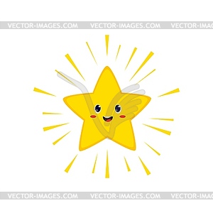 Shining star cartoon weather character personage - vector clip art