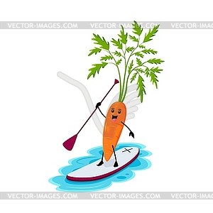 Cartoon carrot vegetable character on supboard - vector clipart