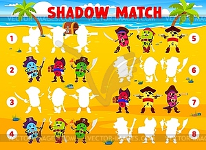 Игра в теневой матч с витаминными пиратами на острове - векторное изображение