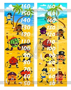 Kids height chart measure ruler with fruit pirates - vector clipart / vector image