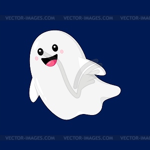 Halloween ghost, cartoon kawaii funny character - vector image